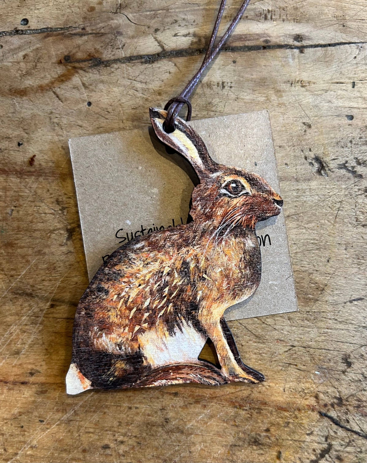 Sitting Brown Hare birch plywood decoration