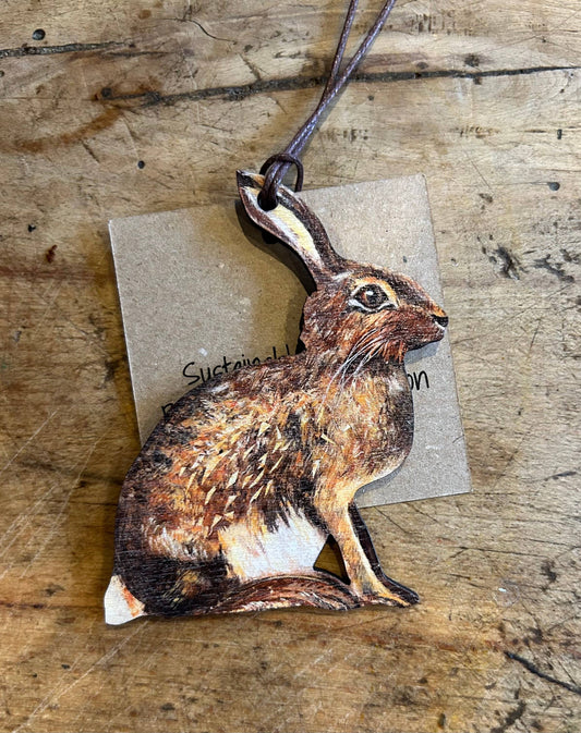 Sitting Brown Hare birch plywood decoration