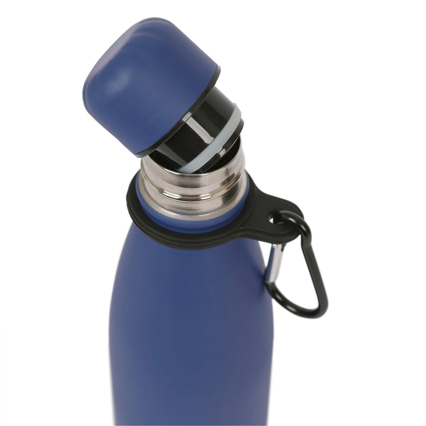 Stainless Steel Water Bottle with Carabiner Clip - 500ml: Matt White