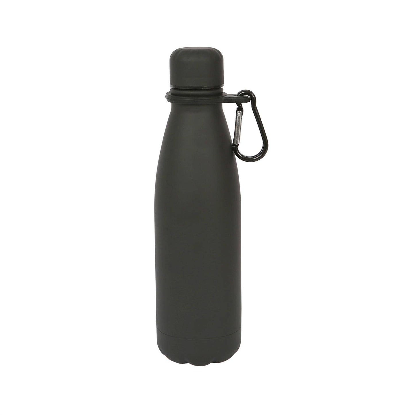 Stainless Steel Water Bottle with Carabiner Clip - 500ml: Matt Black