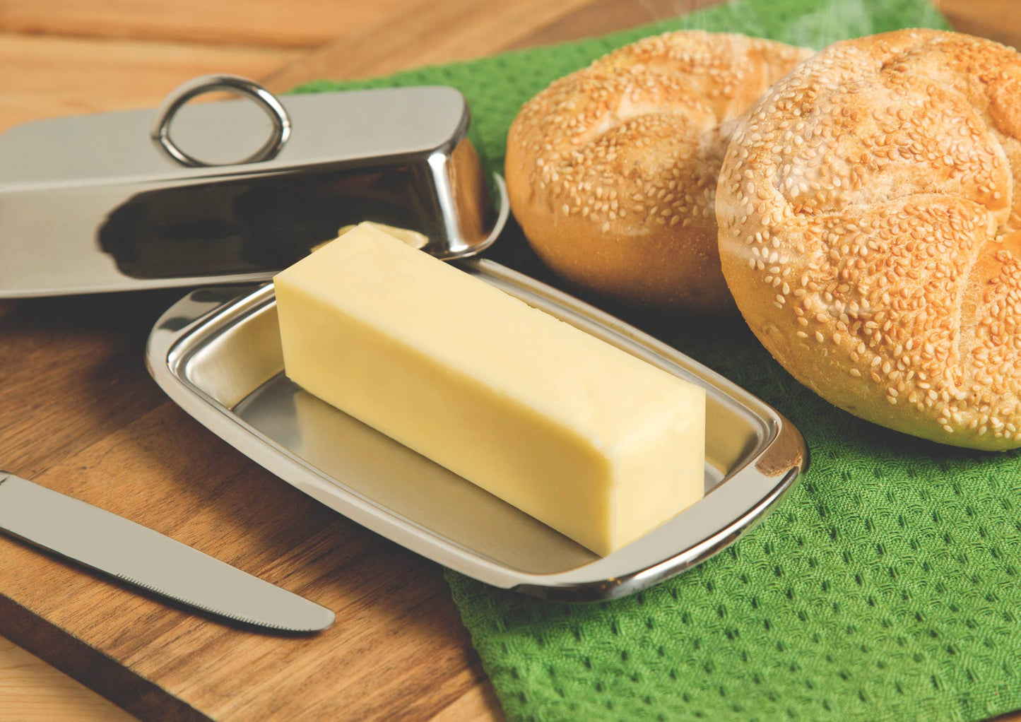 Fox Run Stainless Steel Butter Dish, 7.75" x 2.25" x 4.25"